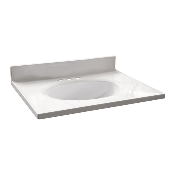 Design House Cultured Marble Vanity Top 25x19, Solid White 586180